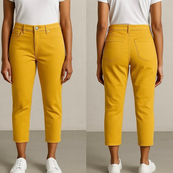 LOFT Modern Skinny Cropped Yellow Jeans Size 30 Women’s Stretch Denim - Picture 1 of 6